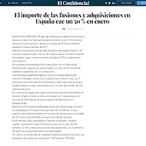 El importe de las fusiones y adquisiciones en Espaa cae un 50 % en enero